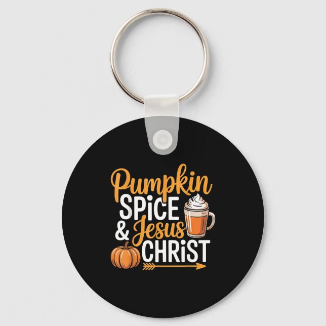 Porte-clés Pumpkin Sce And Jesus Christ Christian Fall Autumn (Recto)