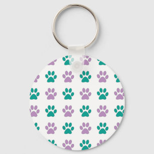 Porte-clés Purple and teal puppy paw prints