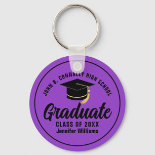 Porte-clés Purple Black Graduate Personnalisé 2025 Graduation