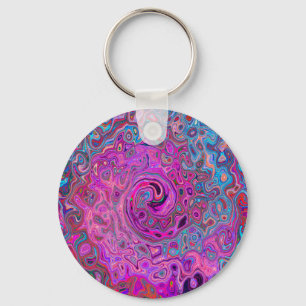 Porte-clés Purple, Blue and Red Abstract Retro Swirl