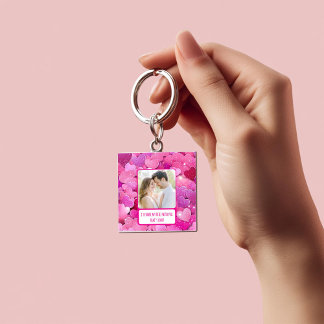 Porte-clés Purple Coeurs Roses Partager Mes Fries