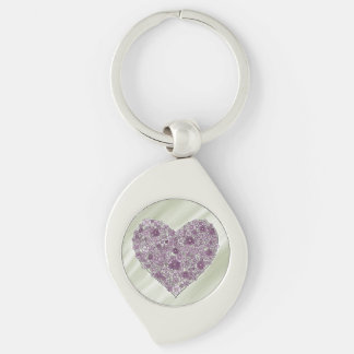 Porte-clés Purple flowered heart keychain
