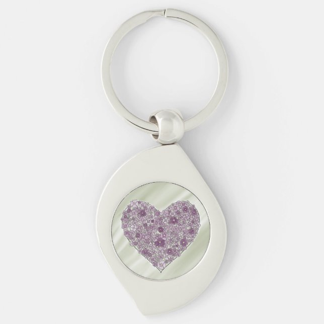 Porte-clés Purple flowered heart keychain (Devant)