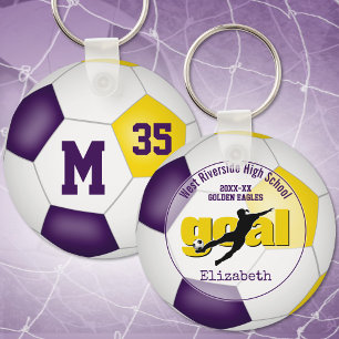 Porte-clés purple gold girls soccer goal team spirit sports