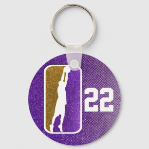 Porte-clés Purple Gold Parties scintillant School Basketball