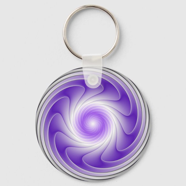 Porte-clés Purple Grey 3D Swirl Moderne Abstrait Fractal Art (Recto)