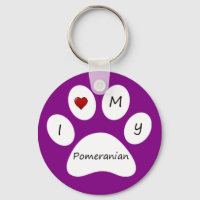 Purple I Love My Pomeranian Porte - clé