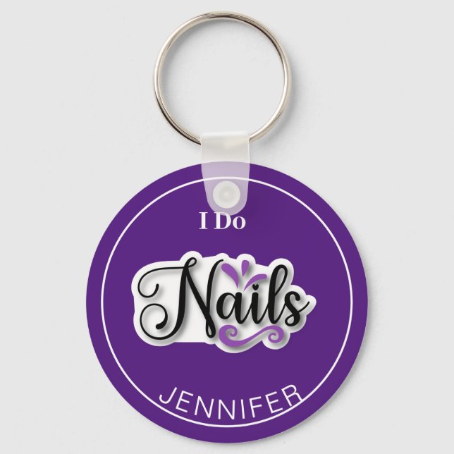 Porte-clés Purple Moderne I Do Nails Nail Technicien Porte -  (Recto)