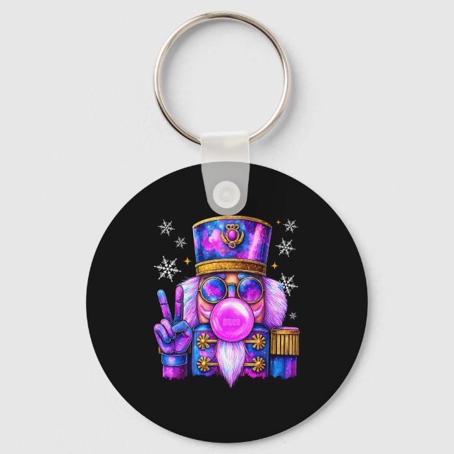 Porte-clés Purple Nutcracker Blowing Bubble Gum Cute Christma (Recto)