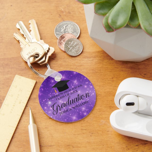 Porte-clés Purple Sparkle Graduate Chic Custom (Bureau)