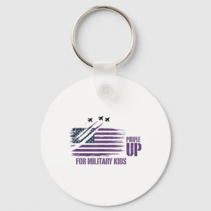 Porte-clés Purple Up For Military Kids Distressed American Fl