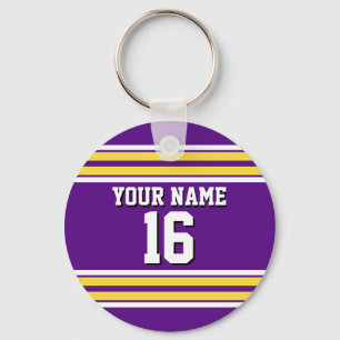 Porte-clés Purple with Yellow White Stripes Team