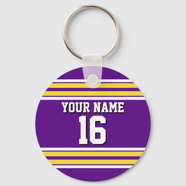 Porte-clés Purple with Yellow White Stripes Team (Recto)