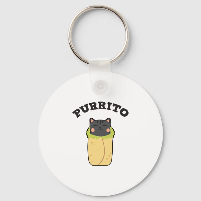 Porte-clés Purrito Funny Chat Pun Amoureux des chats Burrito  (Recto)