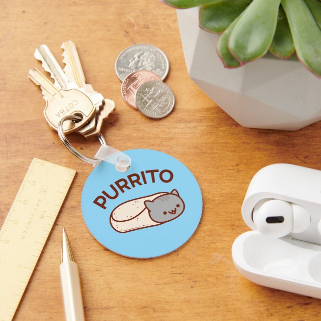 Porte-clés PURRITO Porte - clé - Funny Cat Burrito par JubbyC (Bureau)