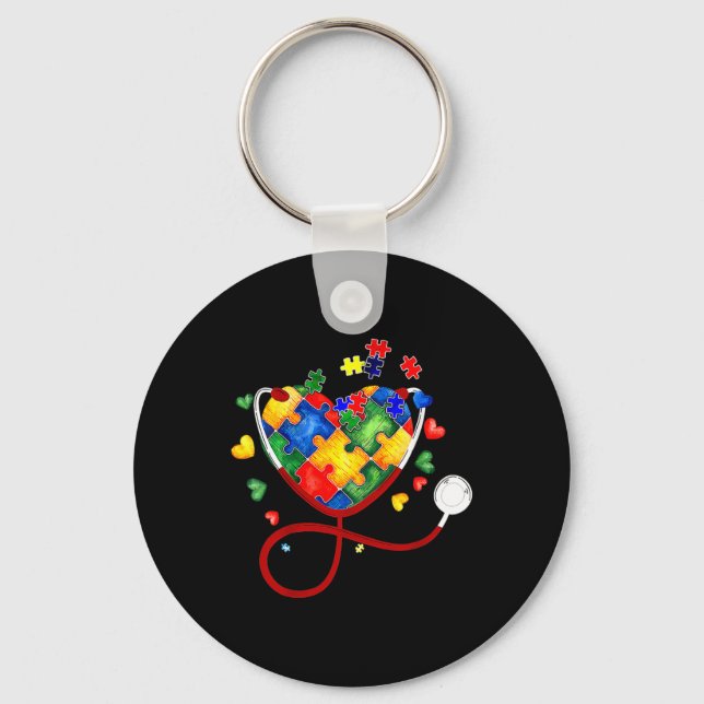 Porte-clés Puzzle du coeur Stethoscope Er Rn Cna Infirmière A (Recto)