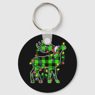 Porte-clés Pyjamas de Noël des cerfs de buffles bleu