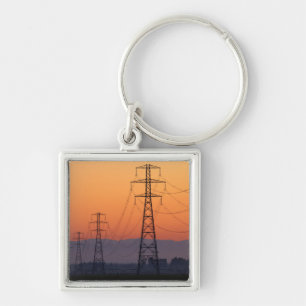 Porte-clés Pylônes électriques au coucher du soleil