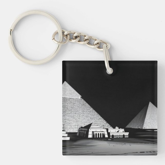 Porte-clés Pyramides noires et blanches (Devant)