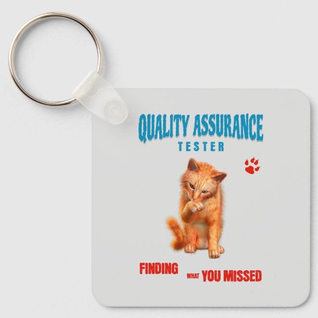 Porte-clés QA Tester Cat Humor (Recto)