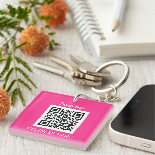 Porte-clés QR Code Business Logo Professionnel Hot Pink Girl