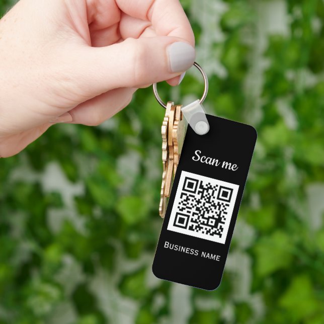 Porte-clés QR Code Business Logo Professionnel Noir Moderne (main)