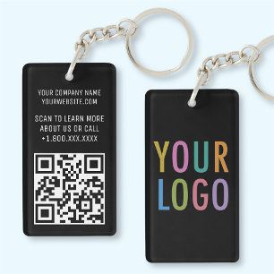 Porte-clés QR Code en Acrylique Noir sur mesure Lo