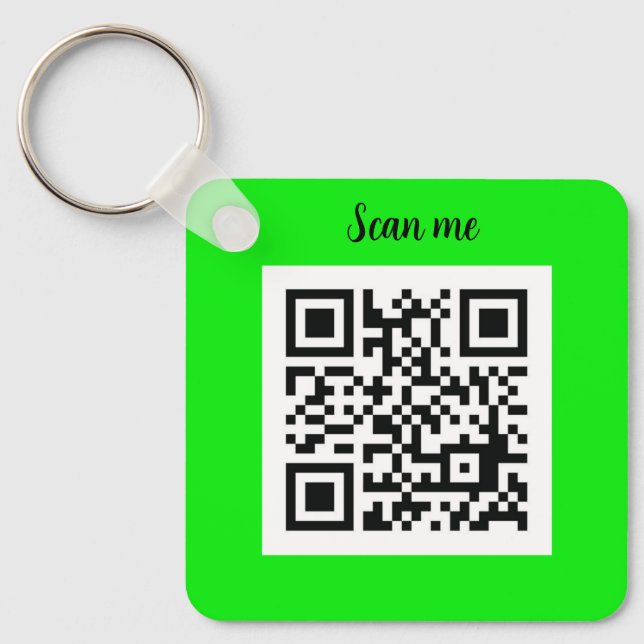 Porte-clés QR Code Neon Green Elegant Yellow Business (Recto)