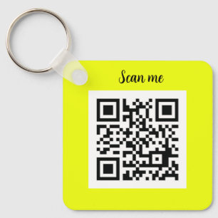 Porte-clés QR Code Neon Jaune Élégante Entreprise Jaune