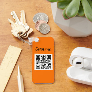Porte-clés QR Code Neon Orange Elegant Business Company