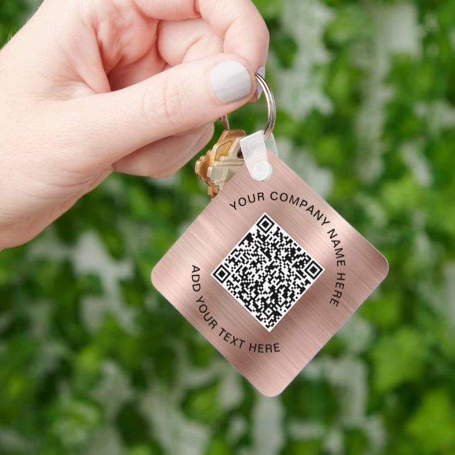 Porte-clés QR Code promotionnel Rose Gold (main)