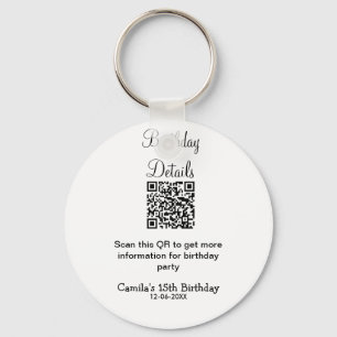 Porte-clés QR scanner anniversaire détails fête moderne 15 an