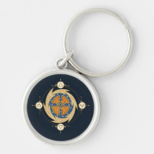 Porte-clés Quatre Éléments Mandala Marocain Géométrie Sacrée