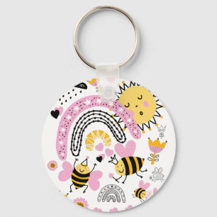 Porte-clés Queen BEES Cute BFF, Baby Girl, Girly Toxits Rose