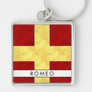 Porte-clés R Romeo Nautical Signal Flag + Your Name