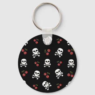 Porte-clés RAB Rockabilly Skulls and Cherries on Black