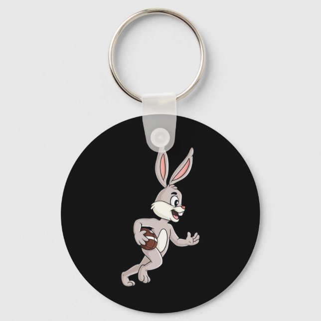 Porte-clés Rabbit De Pâques Courir Avec Un Football Fun Boys  (Recto)