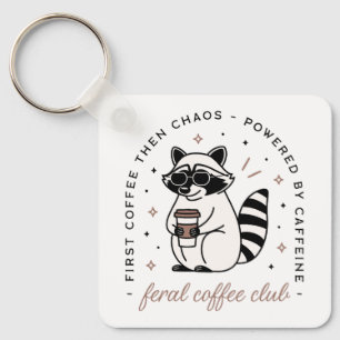 Porte-clés Raccoon café club drôle chaotique fille esthétique