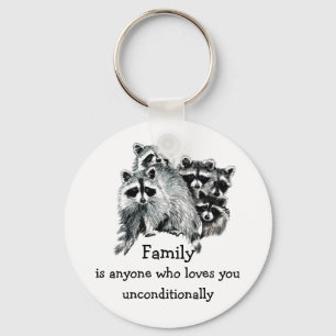 Porte-clés Raccoon Family or Friend Love Quote Animal  Art