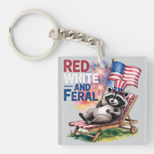 Porte-clés Raccoon Rouge Blanc Et Feral