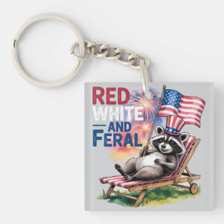 Porte-clés Raccoon Rouge Blanc Et Feral