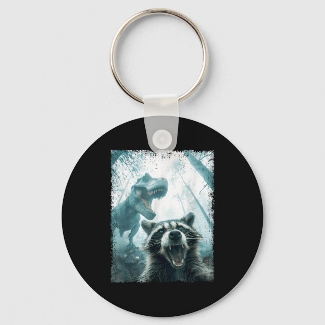 Porte-clés Raccoon Selfie With Tyrannosaurus T Rex Adventure  (Recto)