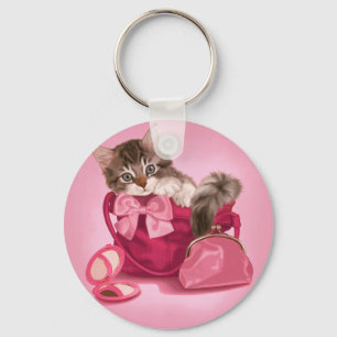 Porte-clés Ragondin du Maine dans le sac à main rose