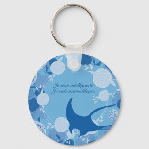 Porte-clés raie, fleur de vie, orange, mandala,zen,chakra,