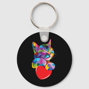 Porte-clés Rainbow Cute Chat Accrocher Valentine Coeur Kitty