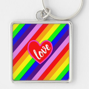 Porte-clés Rainbow Love Heart Classic Pride Dynamic Stripes