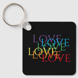 Porte-clés RAINBOW LOVE II Carré en aluminium Porte - clé