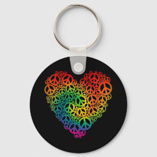 Porte-clés Rainbow Peace Heart