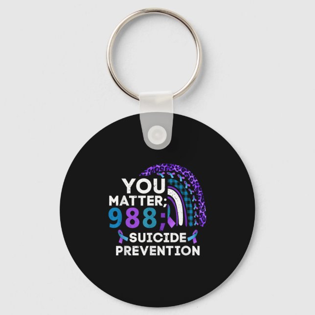 Porte-clés Rainbow You 988 Suicide Prevention Awareness Ribbo (Recto)