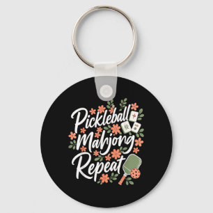 Porte-clés Raquette Fleur Fleur Répétition Mahjong Pickleball